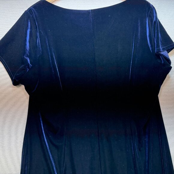 Changes By Together Womens Ruched Velvet Midi Dress Size 18 Midnight Blue Party - Picture 10 of 12